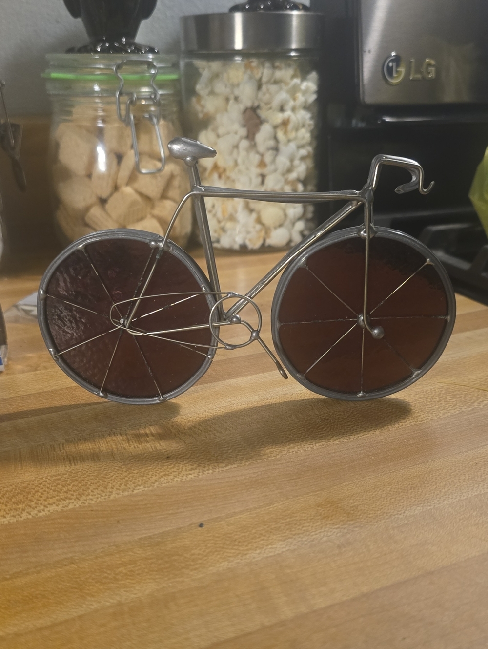 Metal Bicycle Table Accent in Brown and Silver - Decorative Serveware Accent